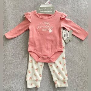 Baby Essentials Girls 9M Pink I Stole Daddy’s Heart 4 Piece Set New with Tags